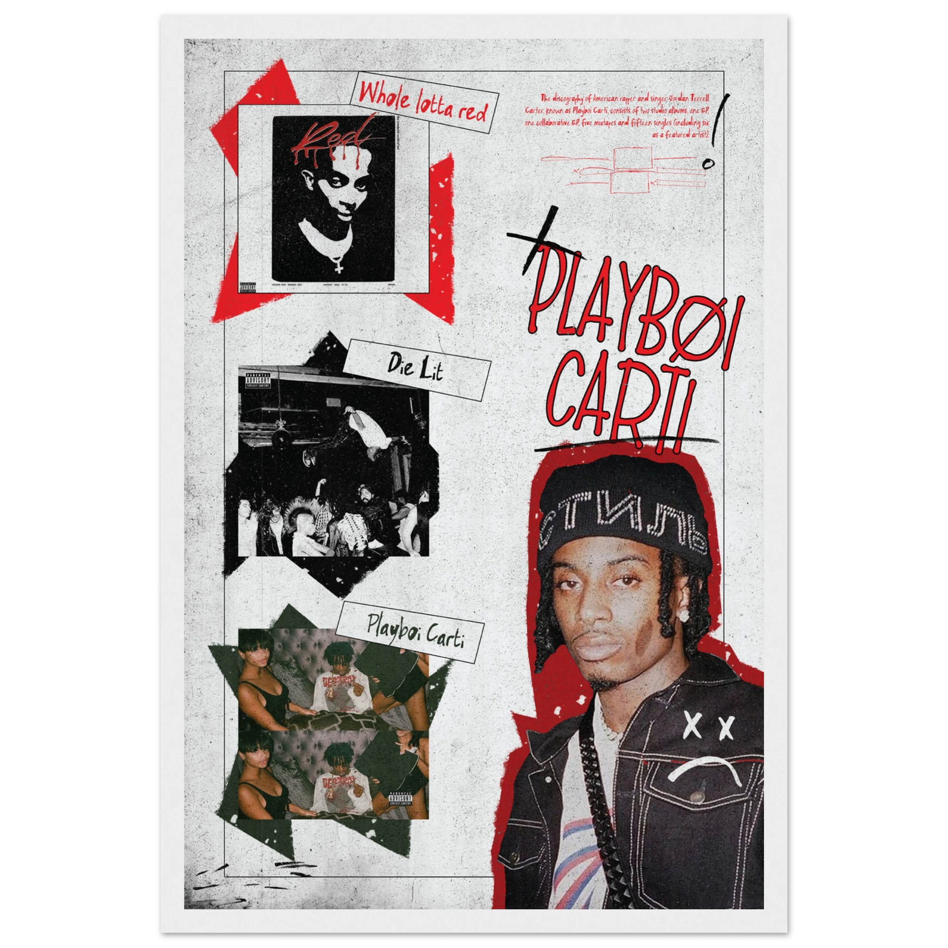 Play boi carti ポスター　B1サイズ PLAYBOI CARTI ALBUMS Poster V1 – HYUU Art