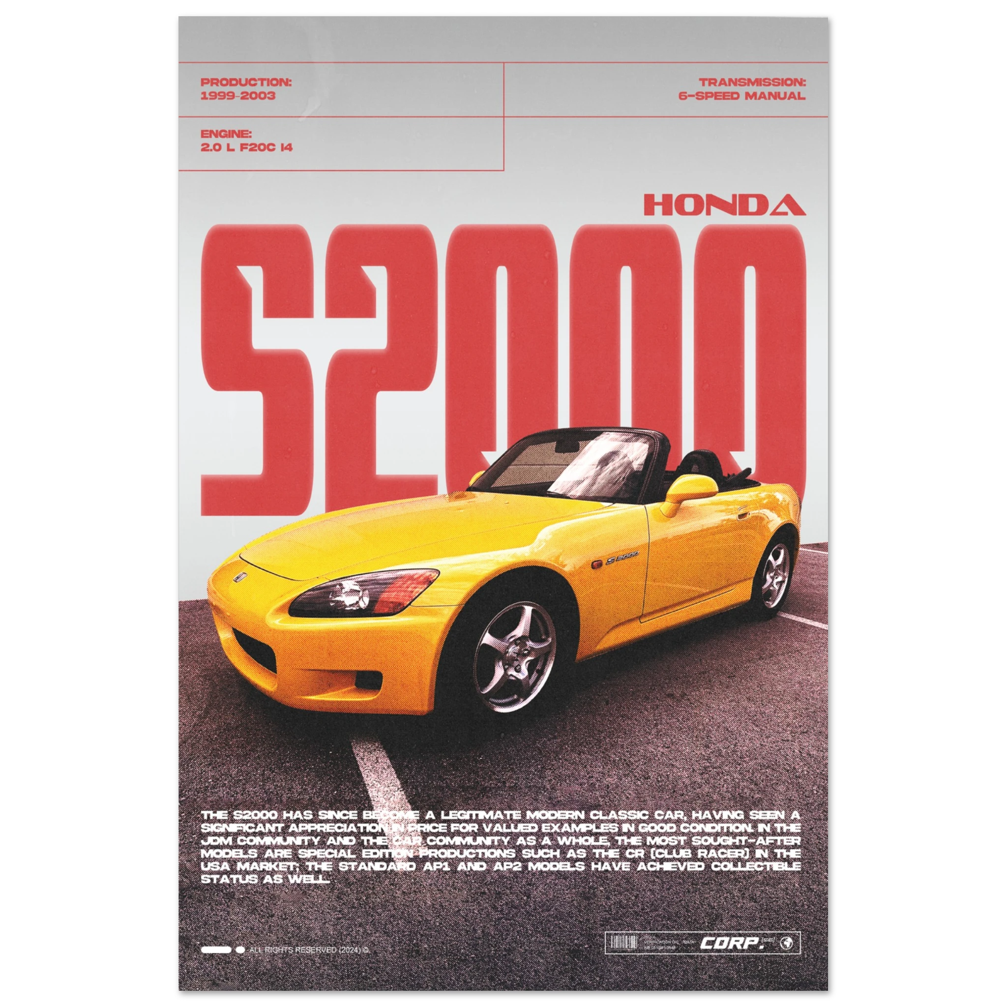 S2000 Poster HONDA S2000 POSTER – HYUU Art