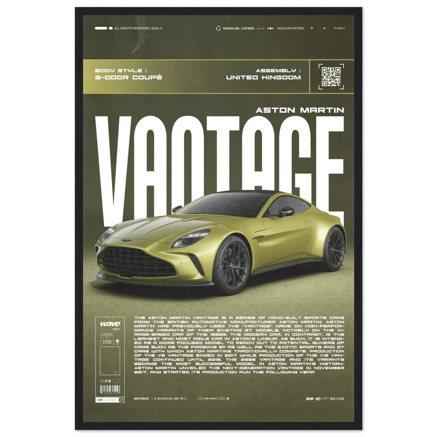 ASTON MARTIN VANTAGE POSTER - HYUU Art