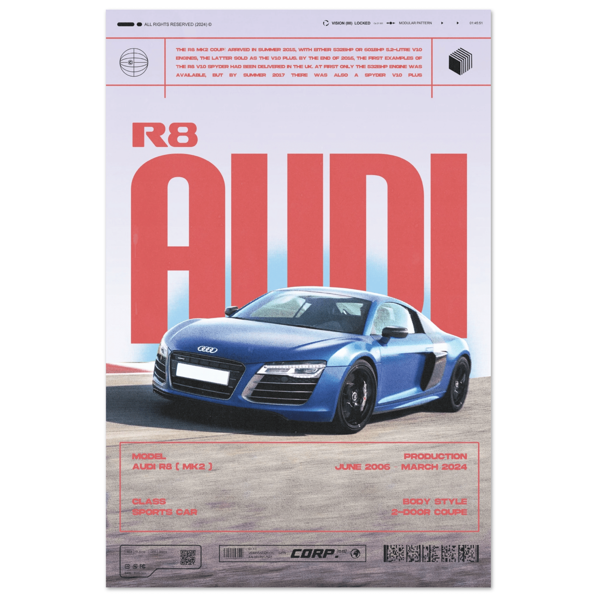 AUDI R8 MK2 POSTER - HYUU Art