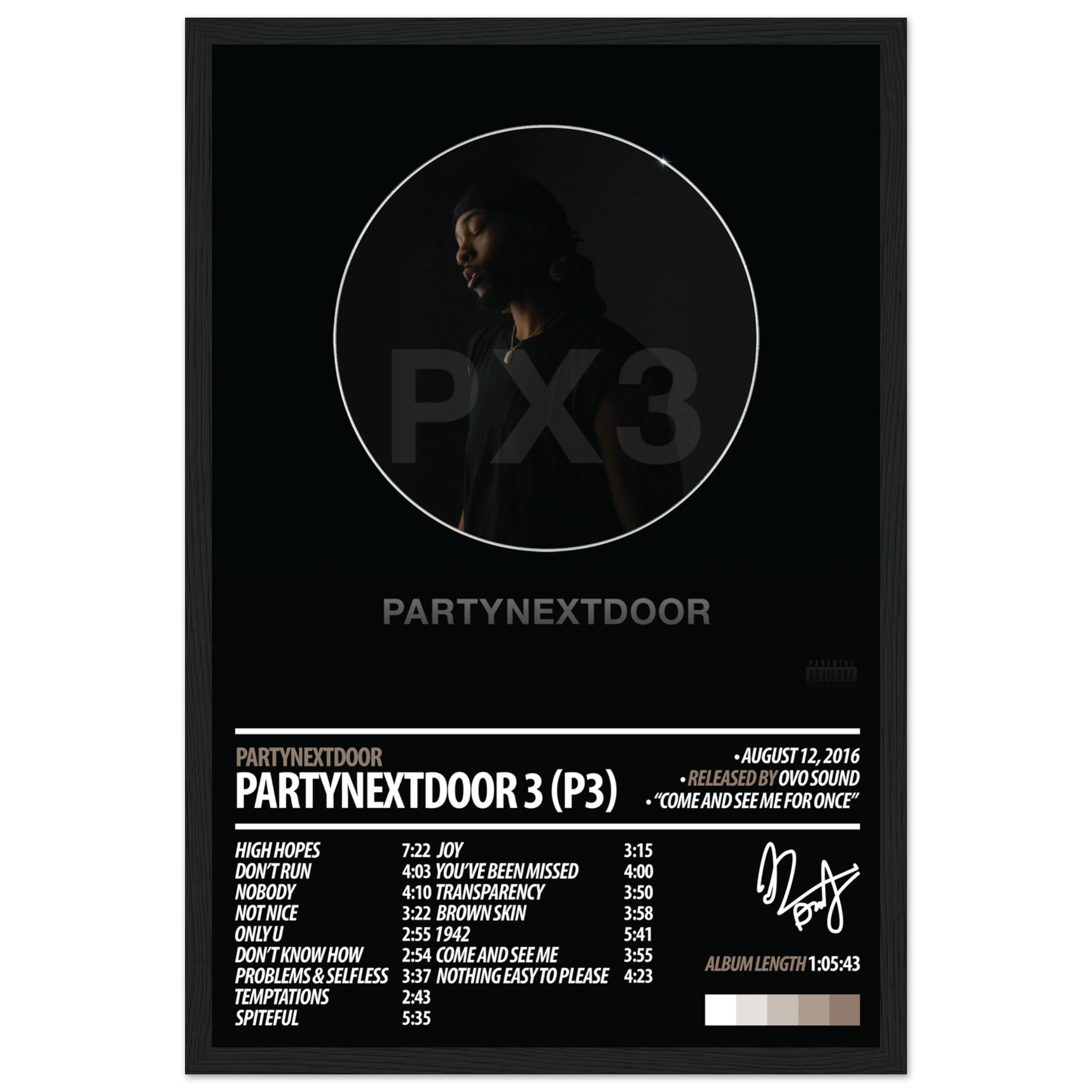 PARTYNEXTDOOR Album Poster PARTYNEXTDOOR 3 P3 HYUU Art PARTYNEXTDOOR Album Poster PARTYNEXTDOOR 3 P3 HYUU Art