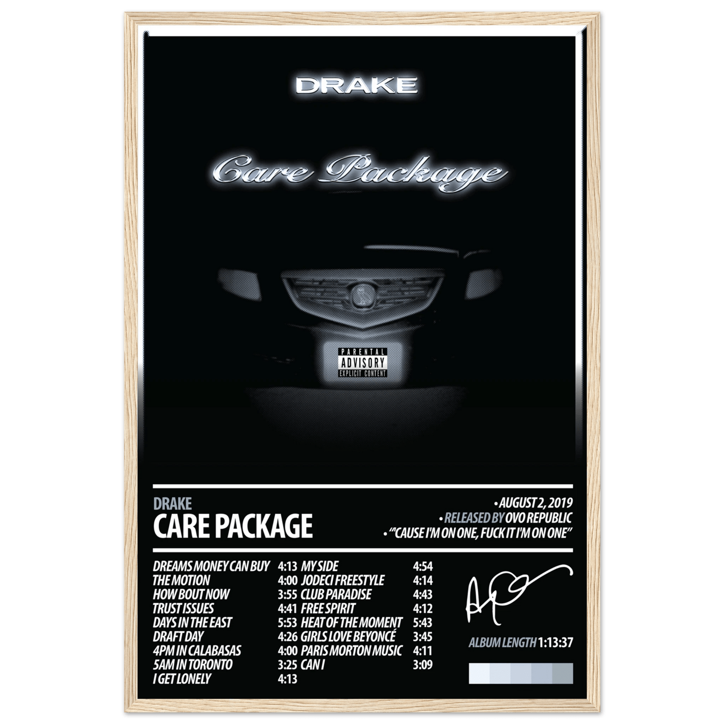 DRAKE Album Poster | Care Package - HYUU Art