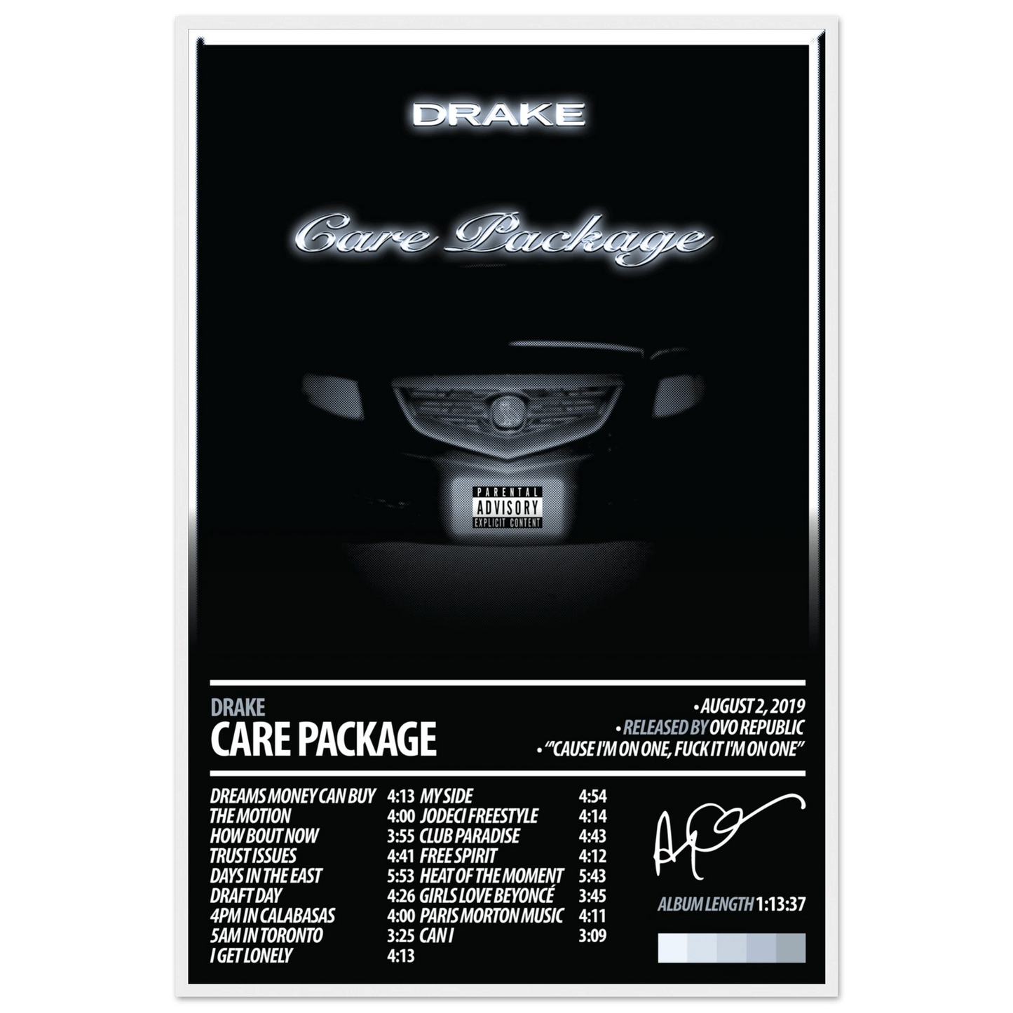 DRAKE Album Poster | Care Package - HYUU Art