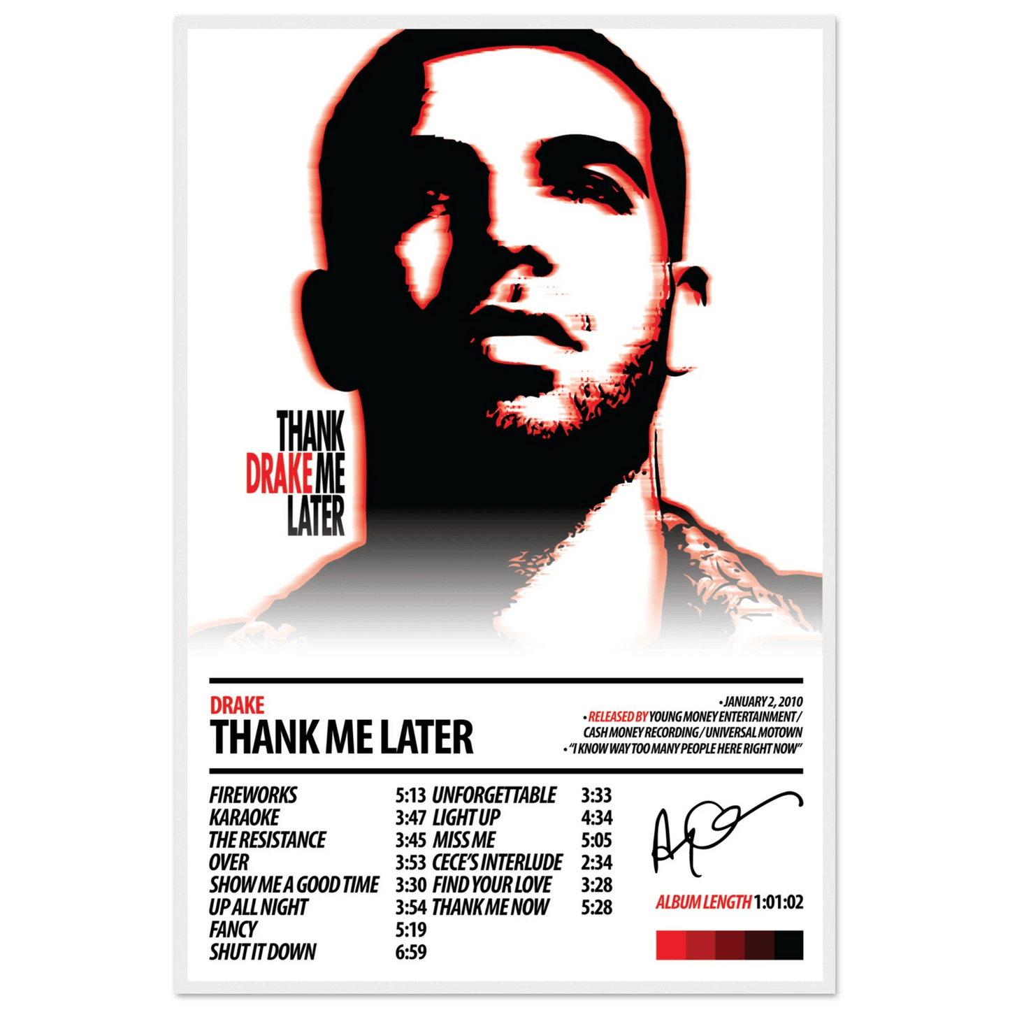 DRAKE Album Poster | Thank Me Later - HYUU Art