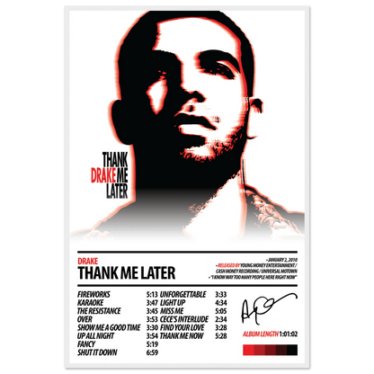 DRAKE Album Poster | Thank Me Later - HYUU Art
