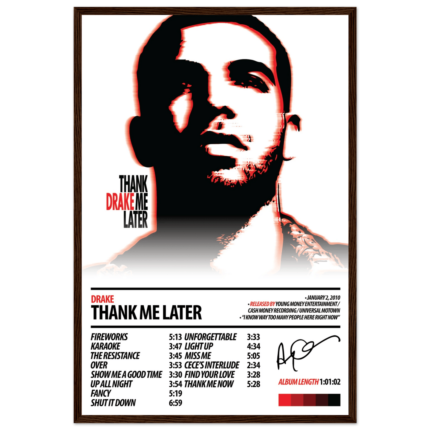 DRAKE Album Poster | Thank Me Later - HYUU Art