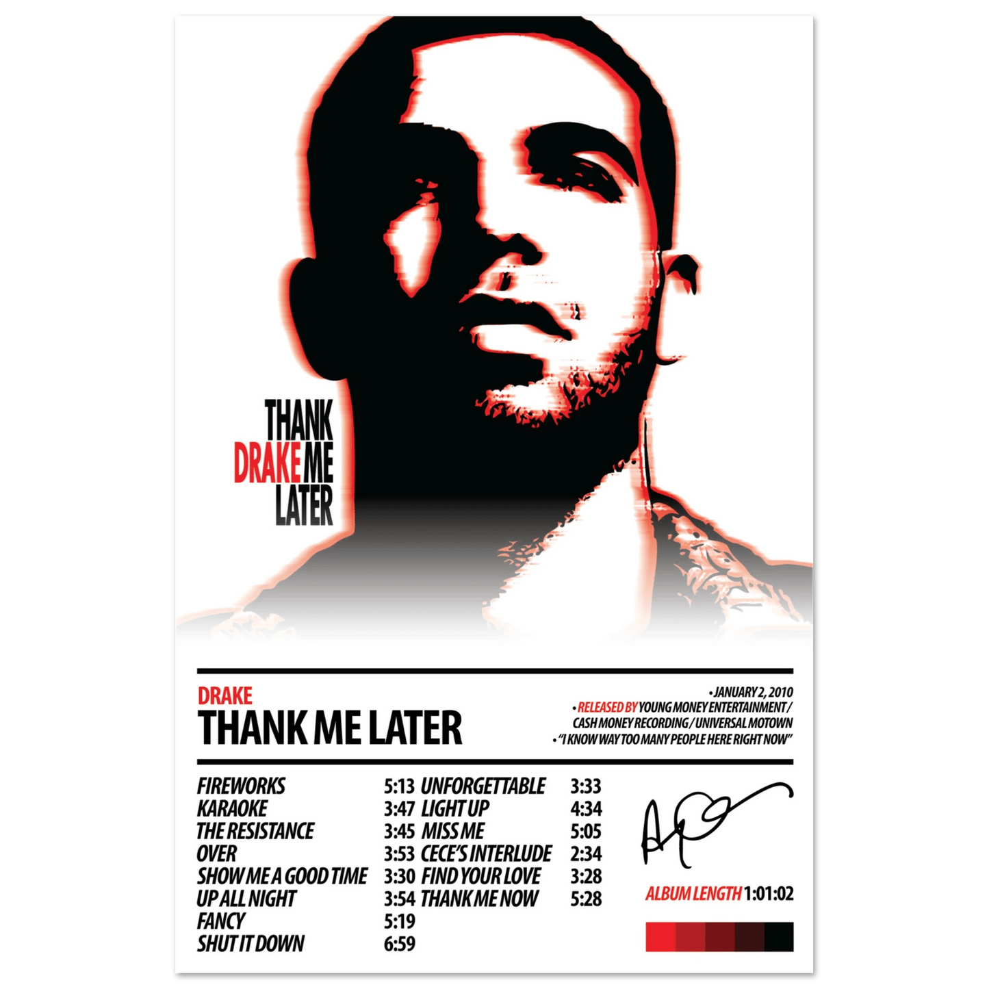DRAKE Album Poster | Thank Me Later - HYUU Art
