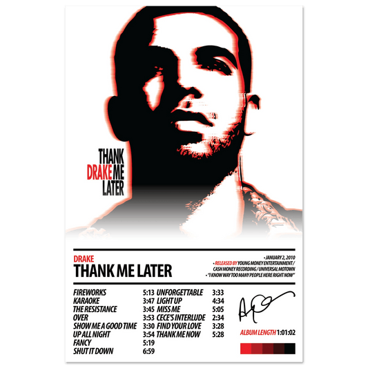 DRAKE Album Poster | Thank Me Later - HYUU Art