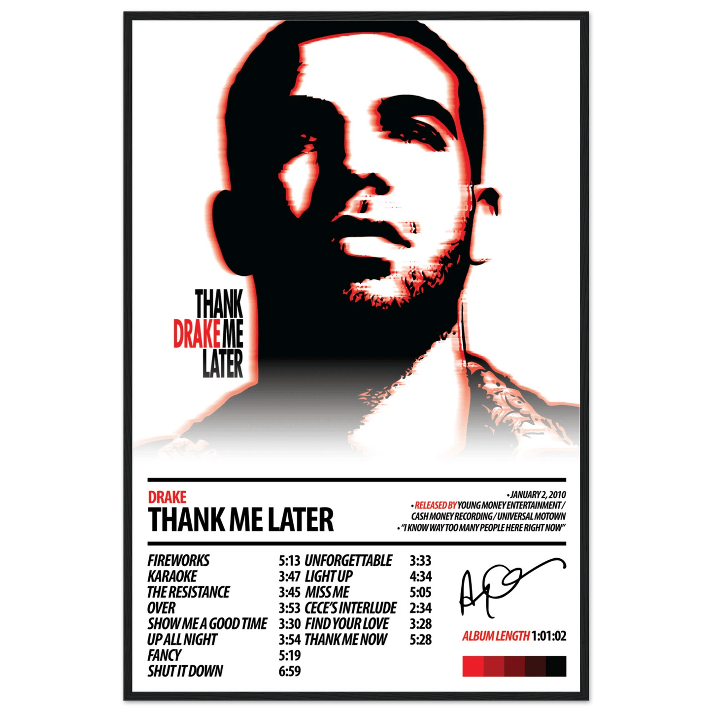 DRAKE Album Poster | Thank Me Later - HYUU Art