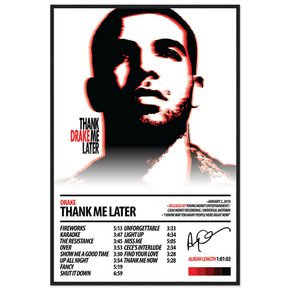 DRAKE Album Poster | Thank Me Later - HYUU Art
