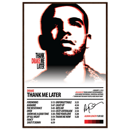 DRAKE Album Poster | Thank Me Later - HYUU Art