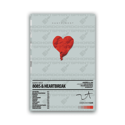 KANYE WEST Album Poster | 808s And Heartbreak - ChordPrints