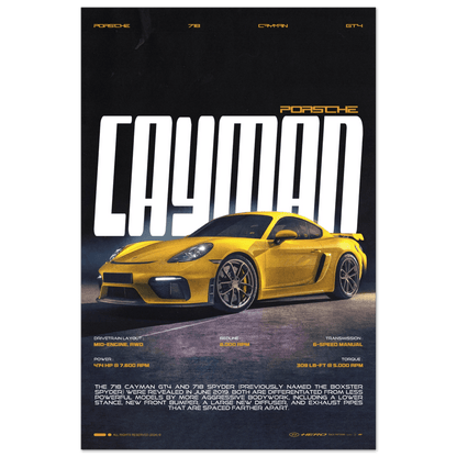PORSCHE CAYMAN GT4 718 POSTER - HYUU Art