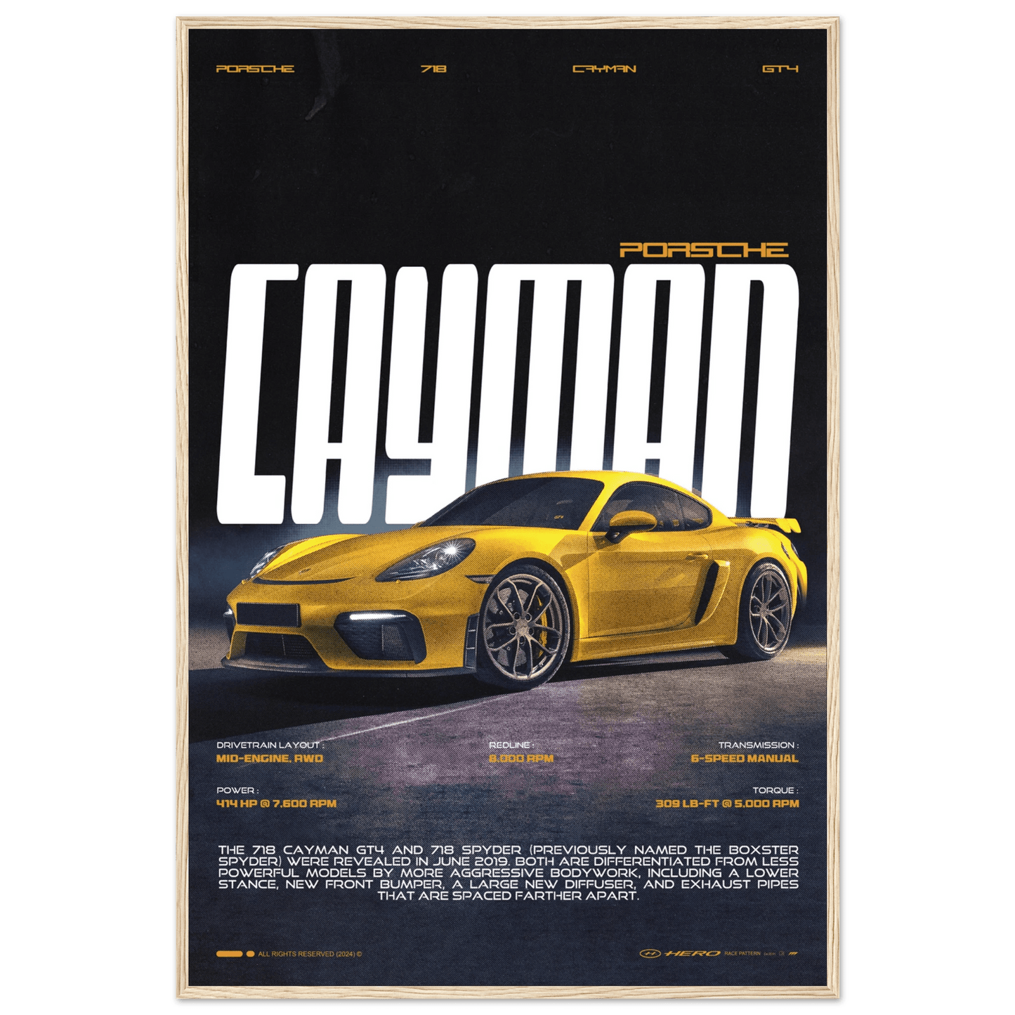 PORSCHE CAYMAN GT4 718 POSTER - HYUU Art