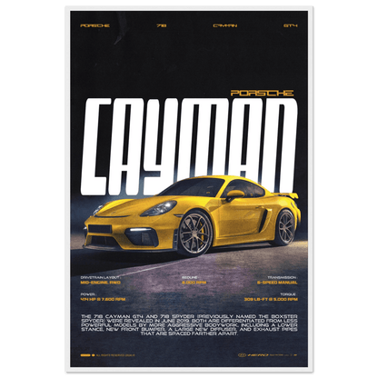 PORSCHE CAYMAN GT4 718 POSTER - HYUU Art