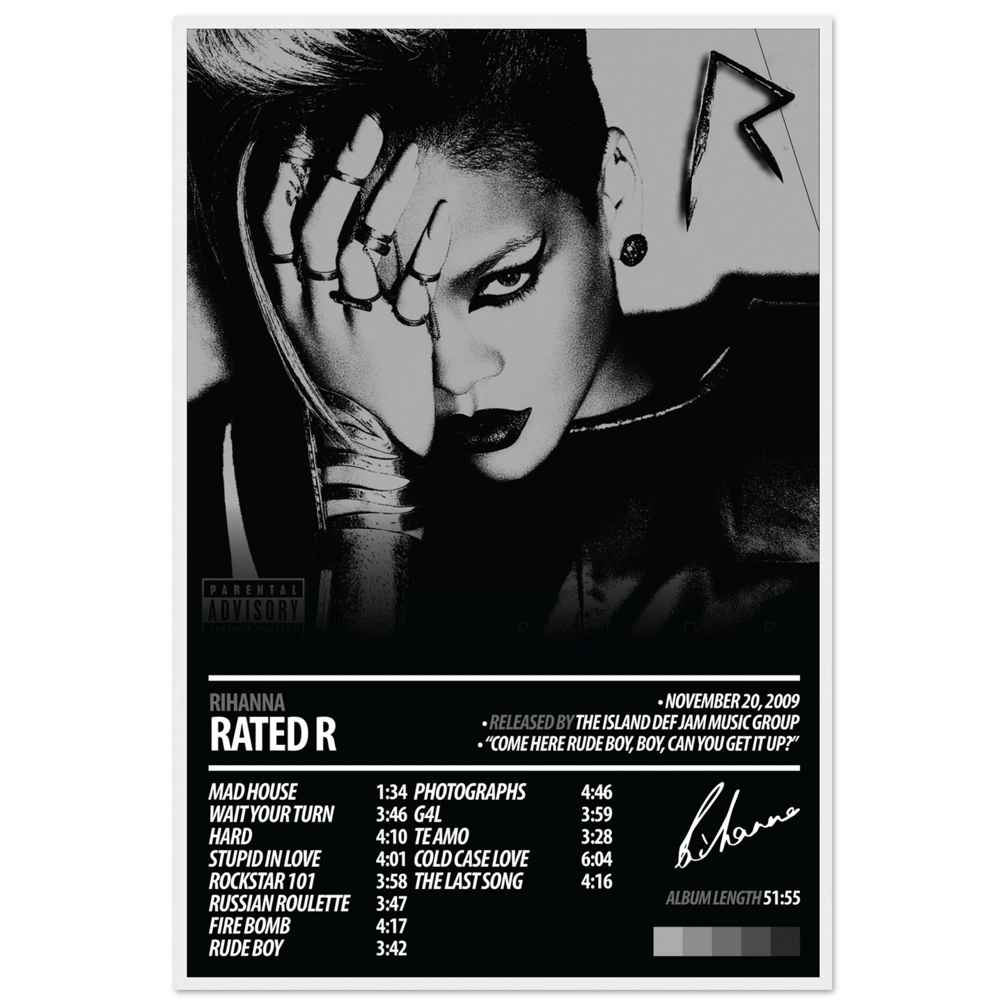 RIHANNA Album Poster | Rated R - HYUU Art
