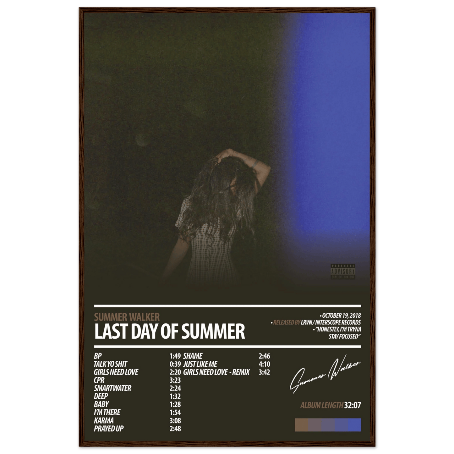 SUMMER WALKER Album Poster | Last Day Of Summer - HYUU Art