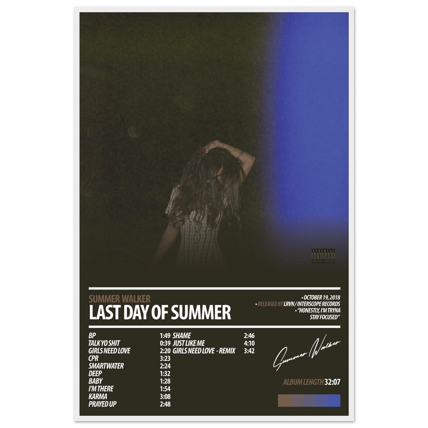 SUMMER WALKER Album Poster | Last Day Of Summer - HYUU Art