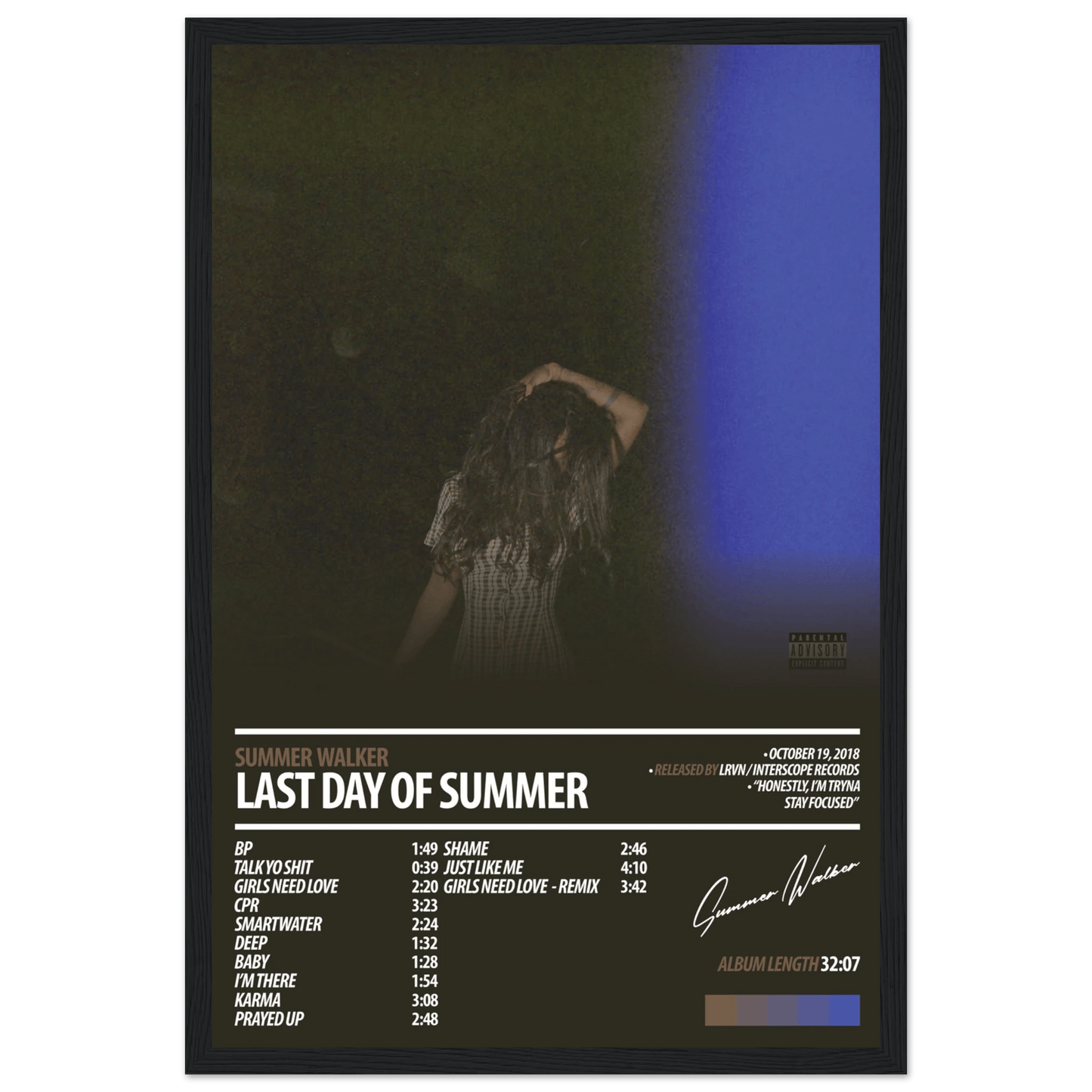 SUMMER WALKER Album Poster | Last Day Of Summer - HYUU Art