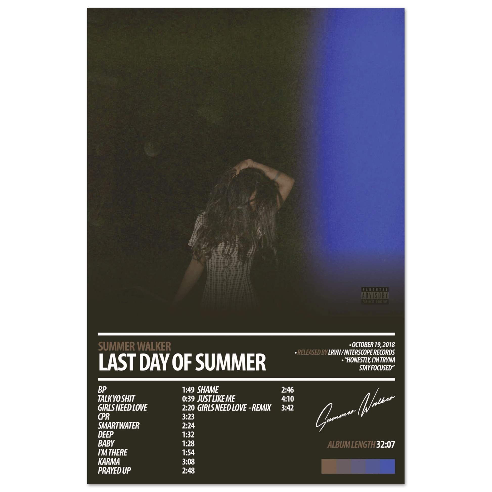 SUMMER WALKER Album Poster | Last Day Of Summer - HYUU Art