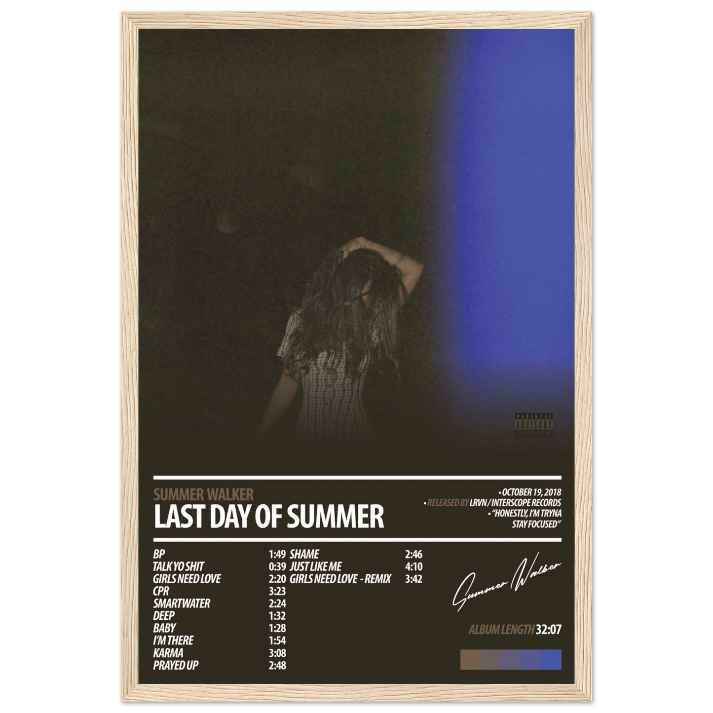 SUMMER WALKER Album Poster | Last Day Of Summer - HYUU Art