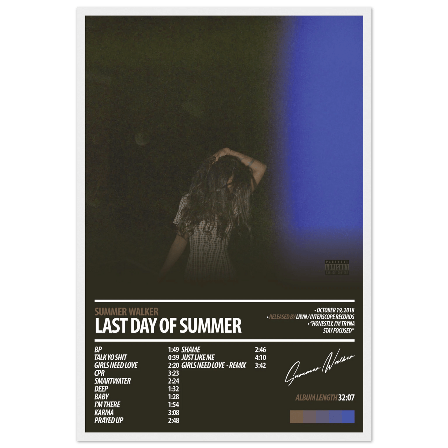 SUMMER WALKER Album Poster | Last Day Of Summer - HYUU Art