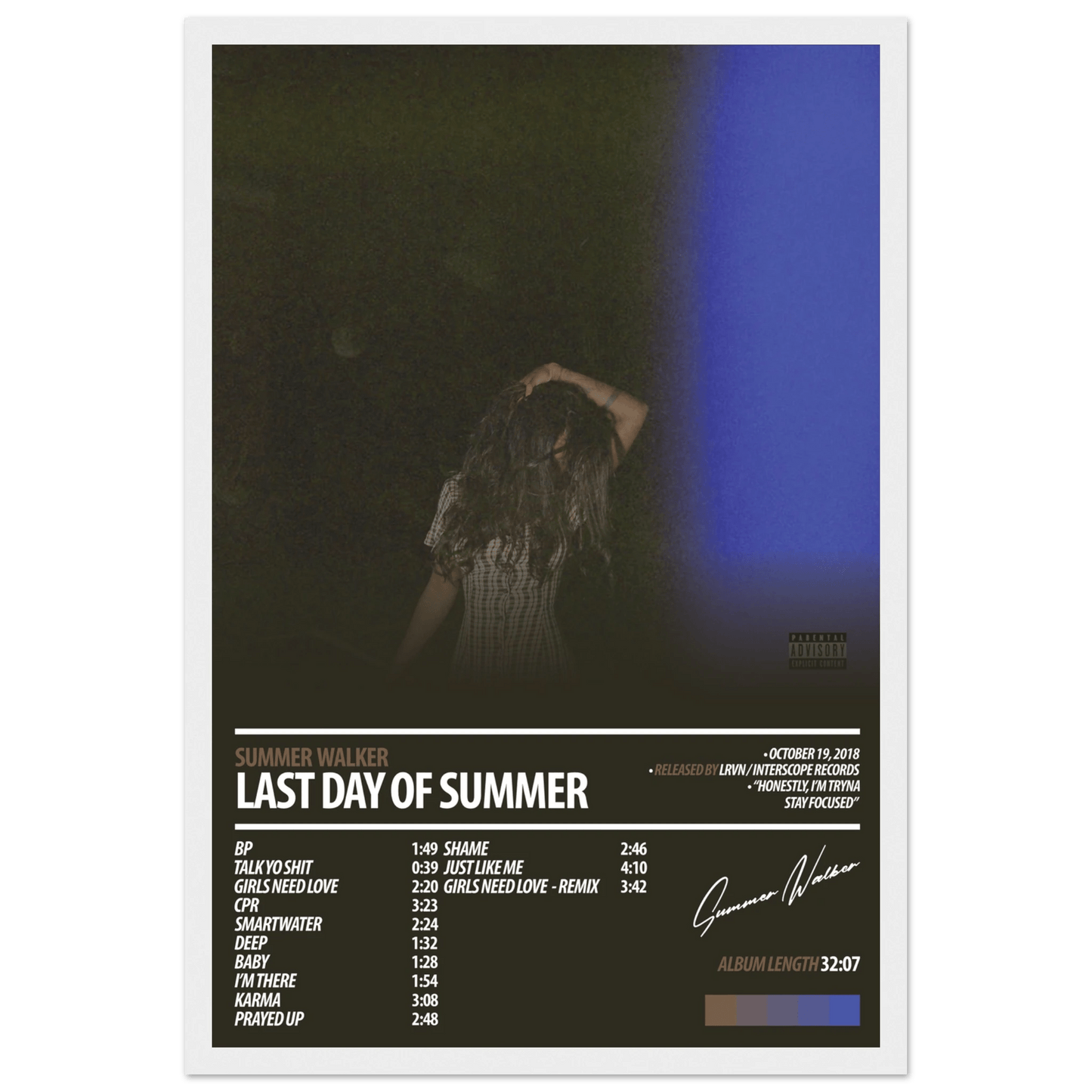 SUMMER WALKER Album Poster | Last Day Of Summer - HYUU Art