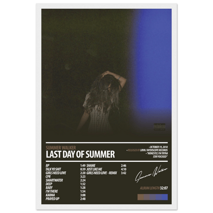 SUMMER WALKER Album Poster | Last Day Of Summer - HYUU Art
