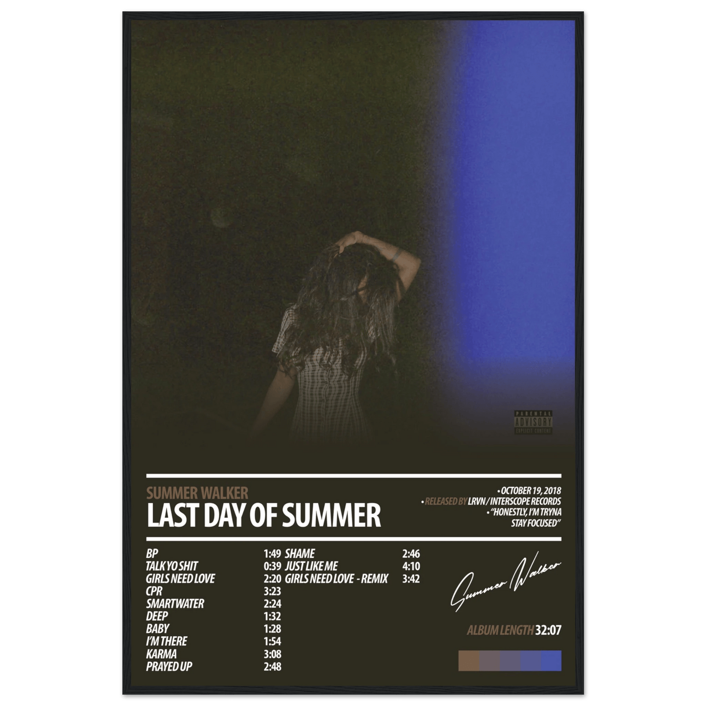 SUMMER WALKER Album Poster | Last Day Of Summer - HYUU Art