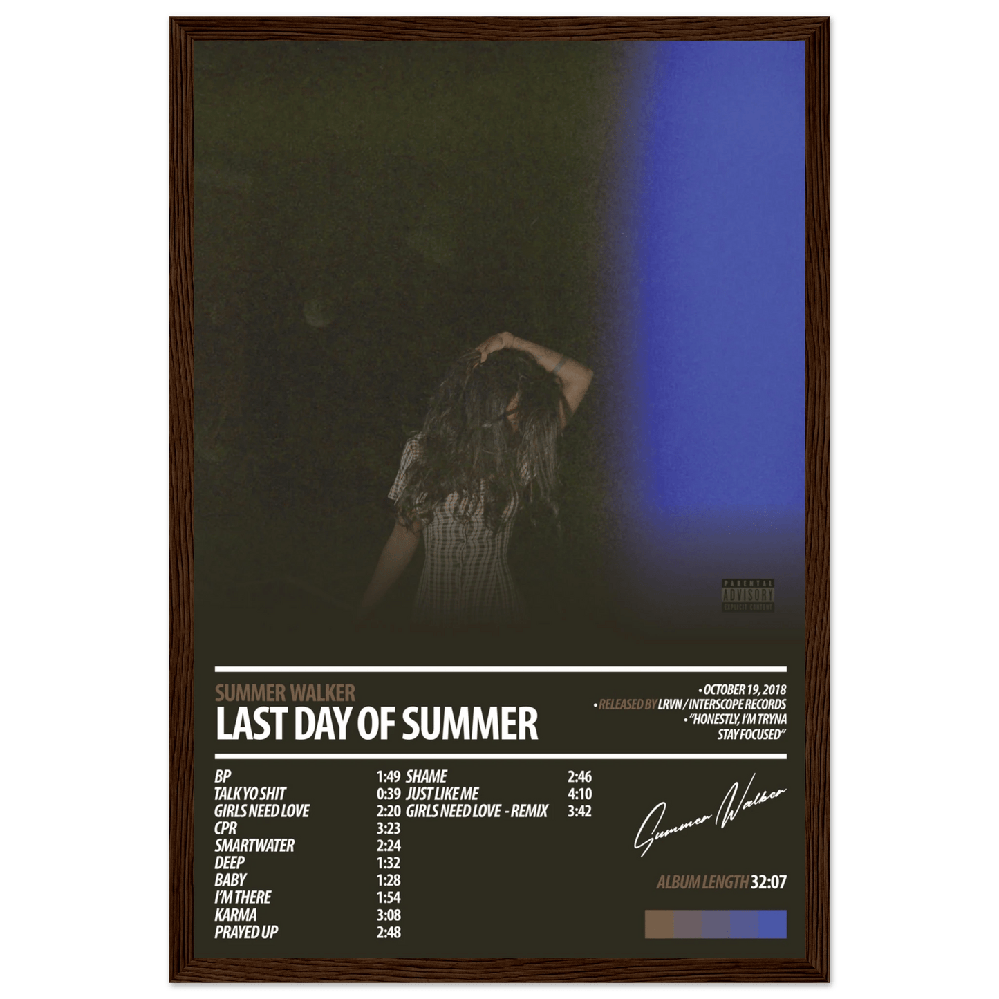 SUMMER WALKER Album Poster | Last Day Of Summer - HYUU Art