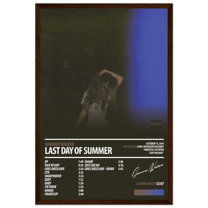 SUMMER WALKER Album Poster | Last Day Of Summer - HYUU Art