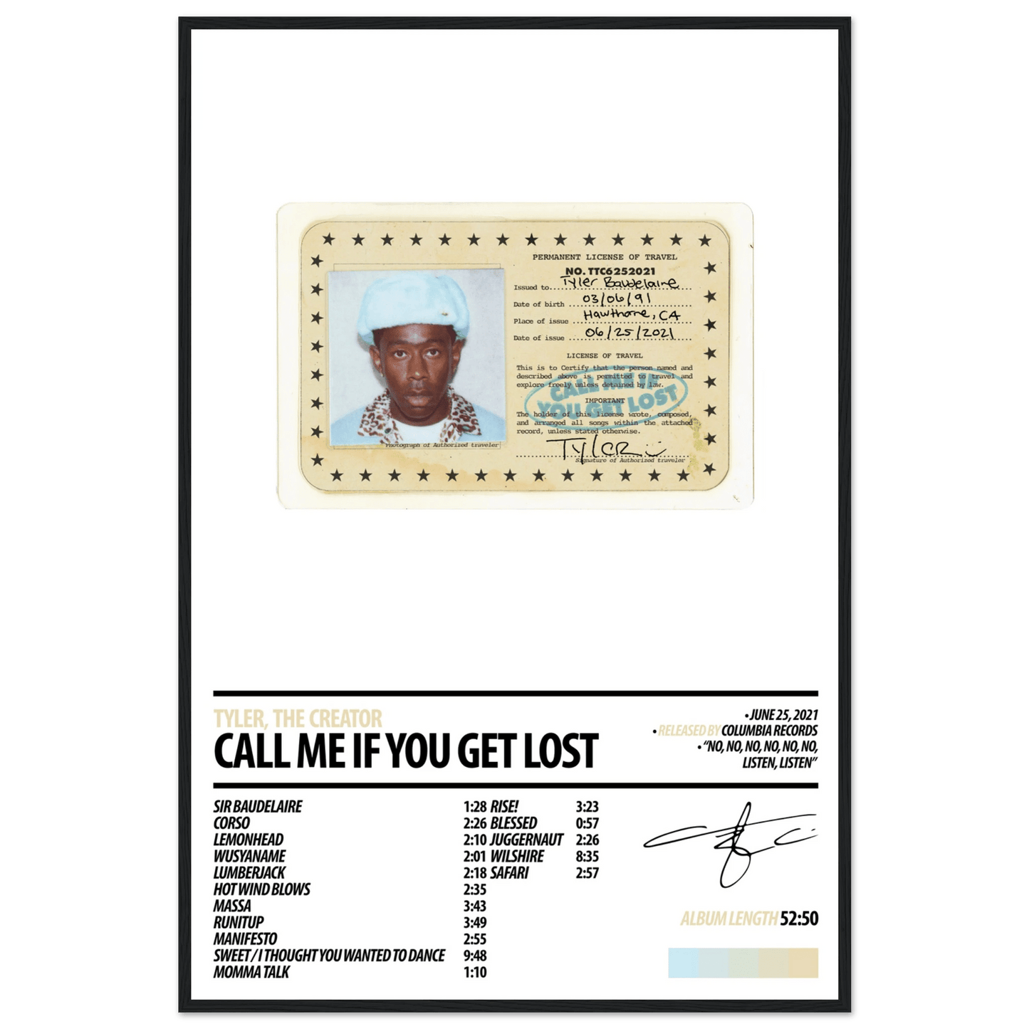 TYLER, THE CREATOR Album Poster | CALL ME IF YOU GET LOST - HYUU Art