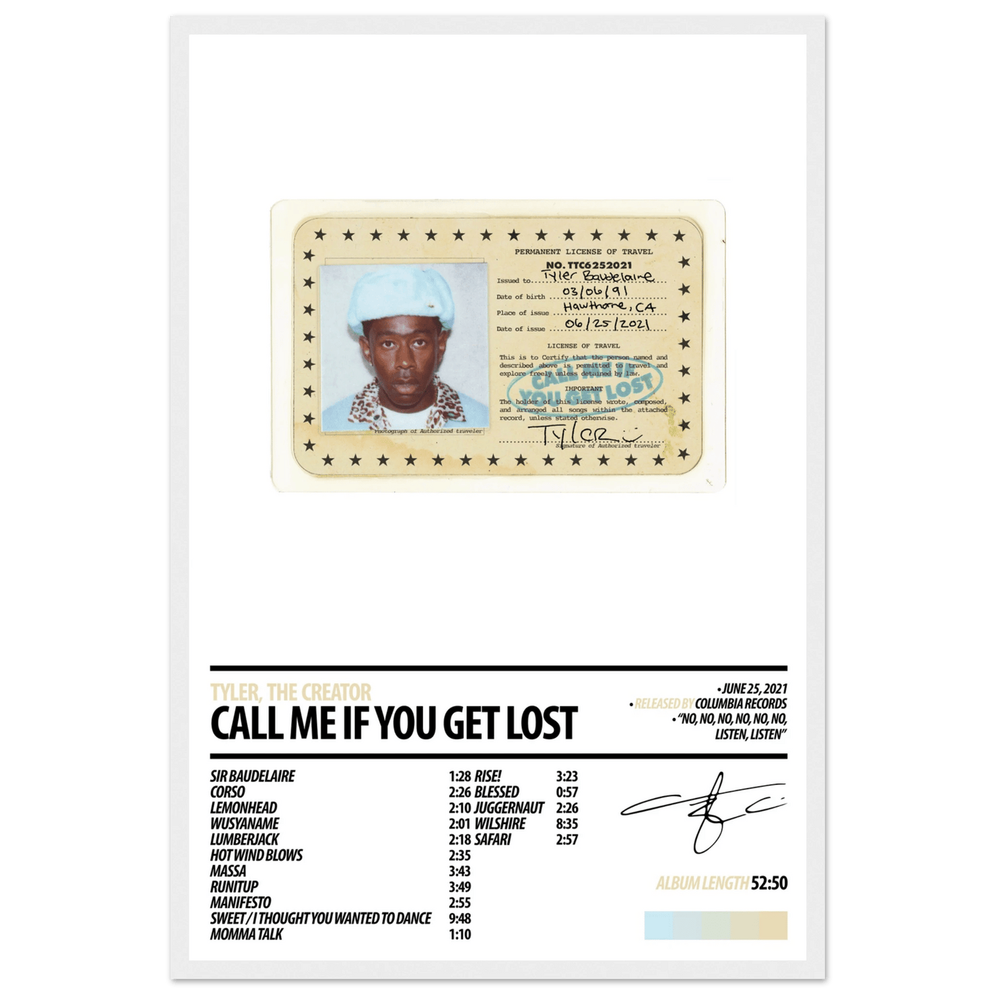TYLER, THE CREATOR Album Poster | CALL ME IF YOU GET LOST - HYUU Art