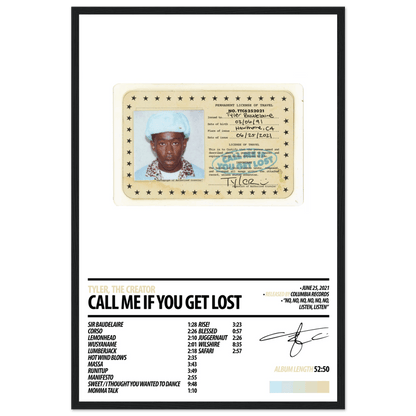 TYLER, THE CREATOR Album Poster | CALL ME IF YOU GET LOST - HYUU Art